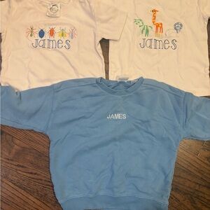 JAMES monogrammed tees and sweatshirt